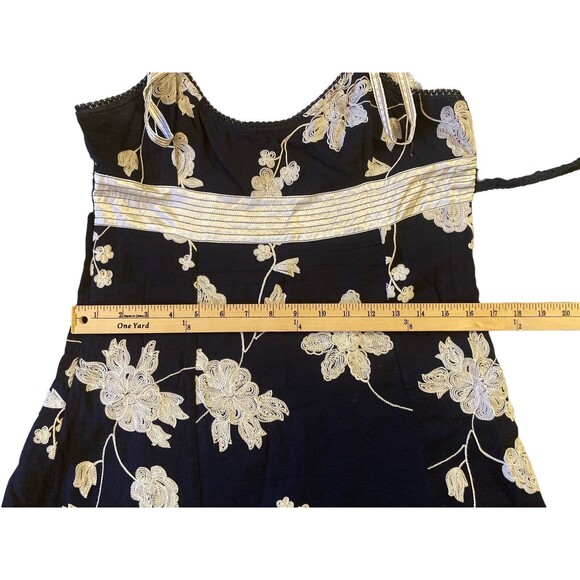 VARGA Dress Womens L Navy White Floral Embroidered Strappy Babydoll Graduation - Picture 7 of 9